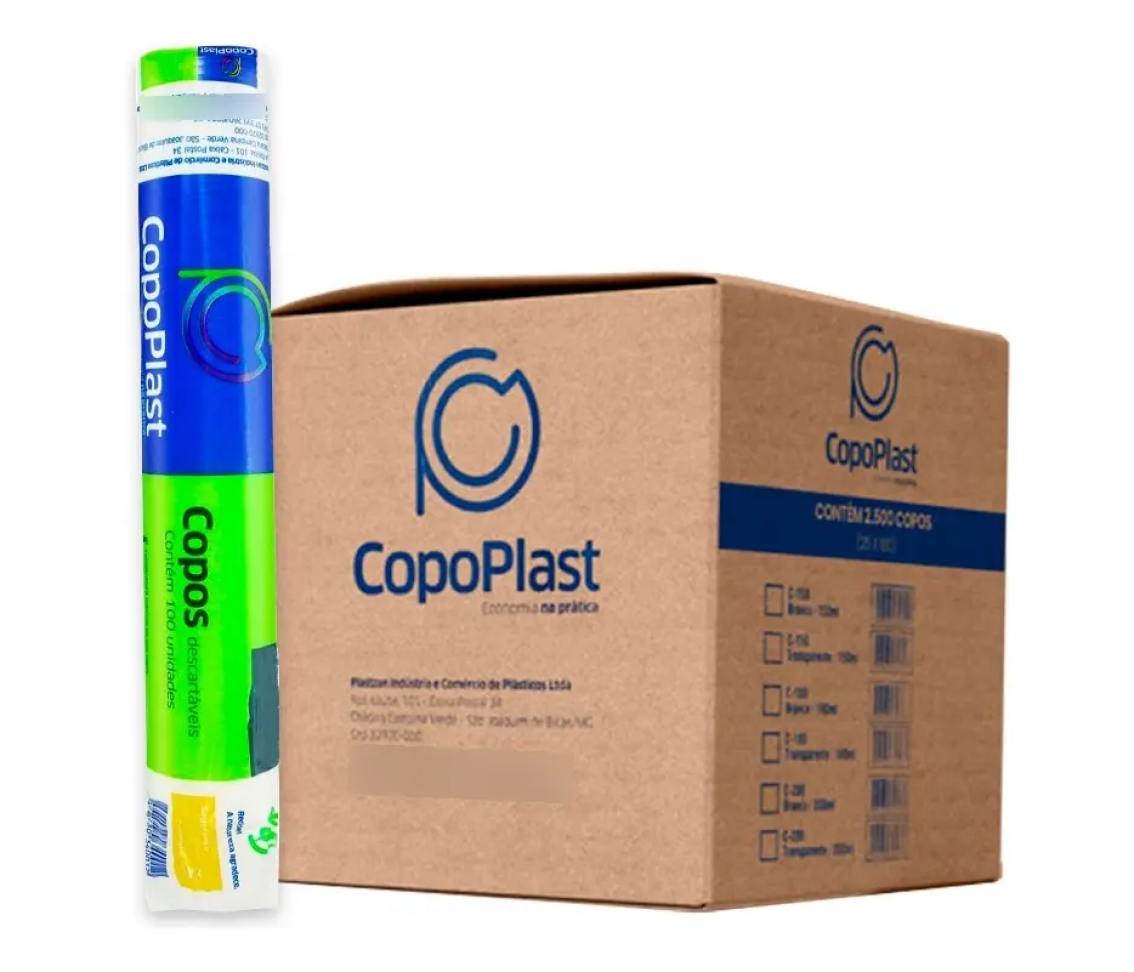Copo Plástico Descartável Água 180ml Copoplast 1000 Unid