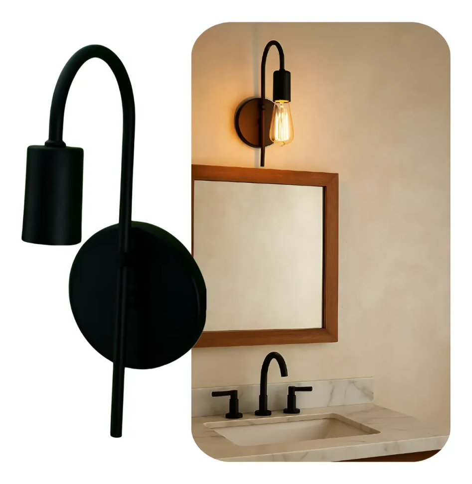 Arandela Industrial Jota E27 Gourmet Abajur Parede Tubo