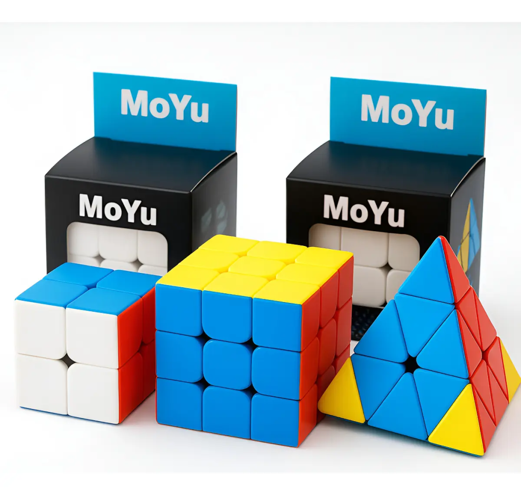 Kit 3 Cubo Mágico 2x2x2 + 3x3x3 + Pirâmide Profissional Moyu
