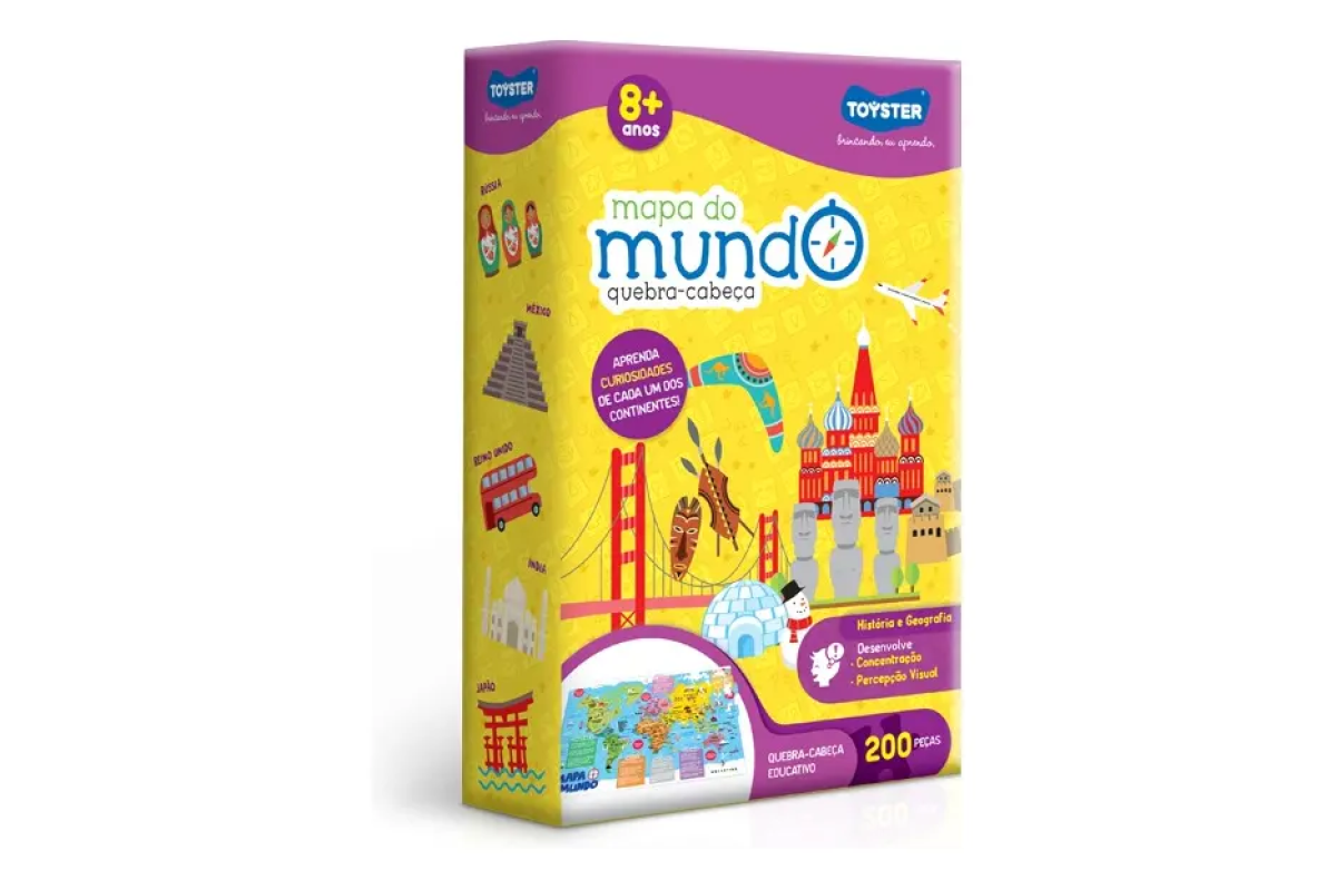 Quebra-cabeça 200 Peças Mapa Do Mundo Toyster