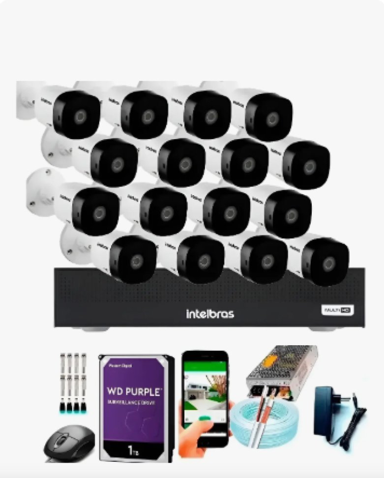 Kit Intelbras 40 Cameras 1220 Dvr 32 Canais 2 Dvrs 1232 1216