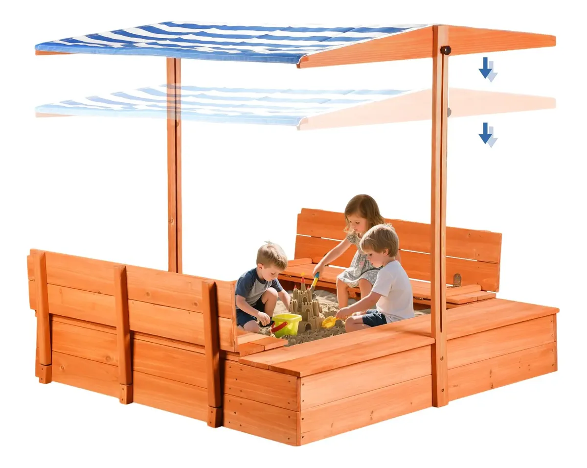 Arenero Infantil Exterior Madera Agitree C/toldo Plegable