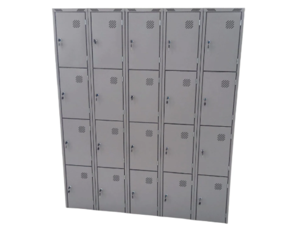 Armário Roupeiro de Aço Galvanizado 20 Portas com Chave Cinza