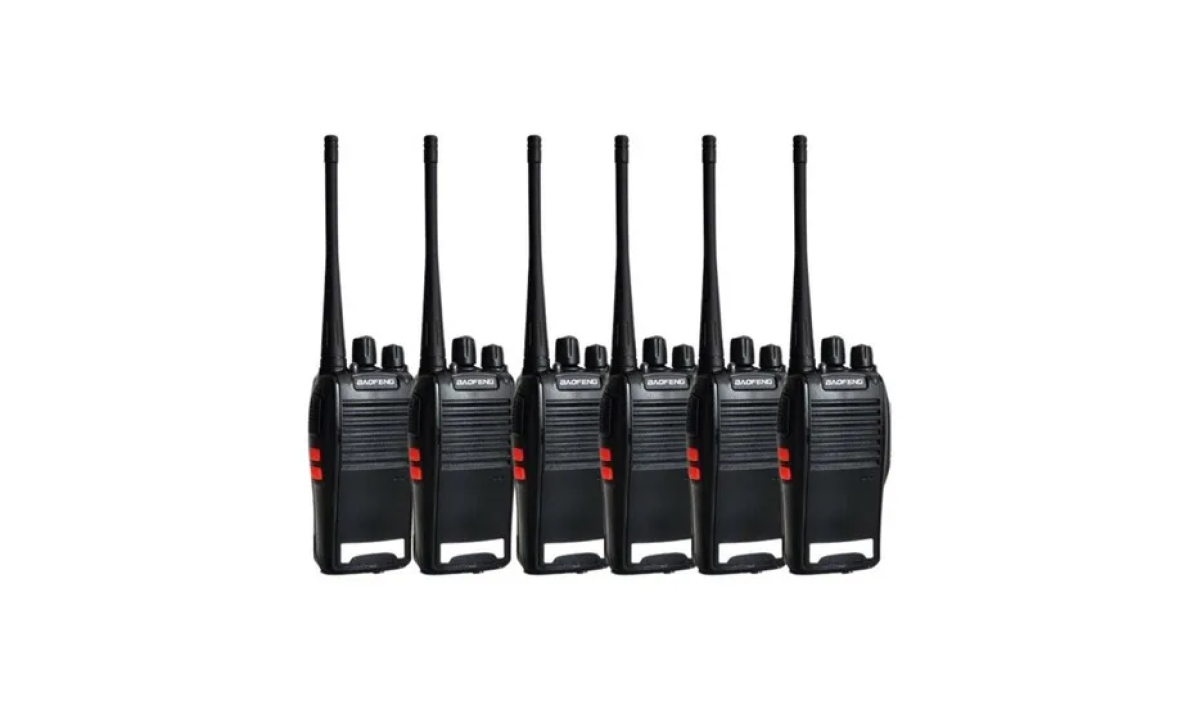 Kit 6 Radio Walk Talk Comunicador Profissional 12km Baofeng Bf-777s Cor Preto
