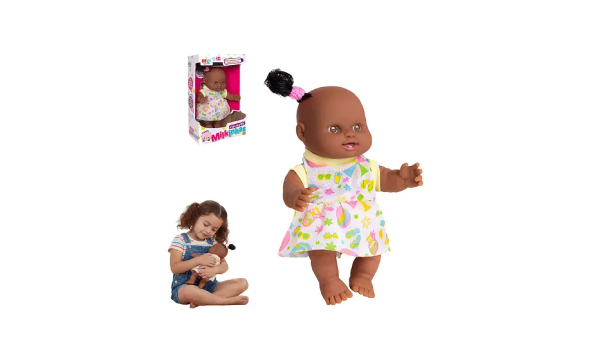 Boneca Coleção Milkinha Negra 20cm Fofinha Corpo Vinil Bebe - Milk Brinquedos