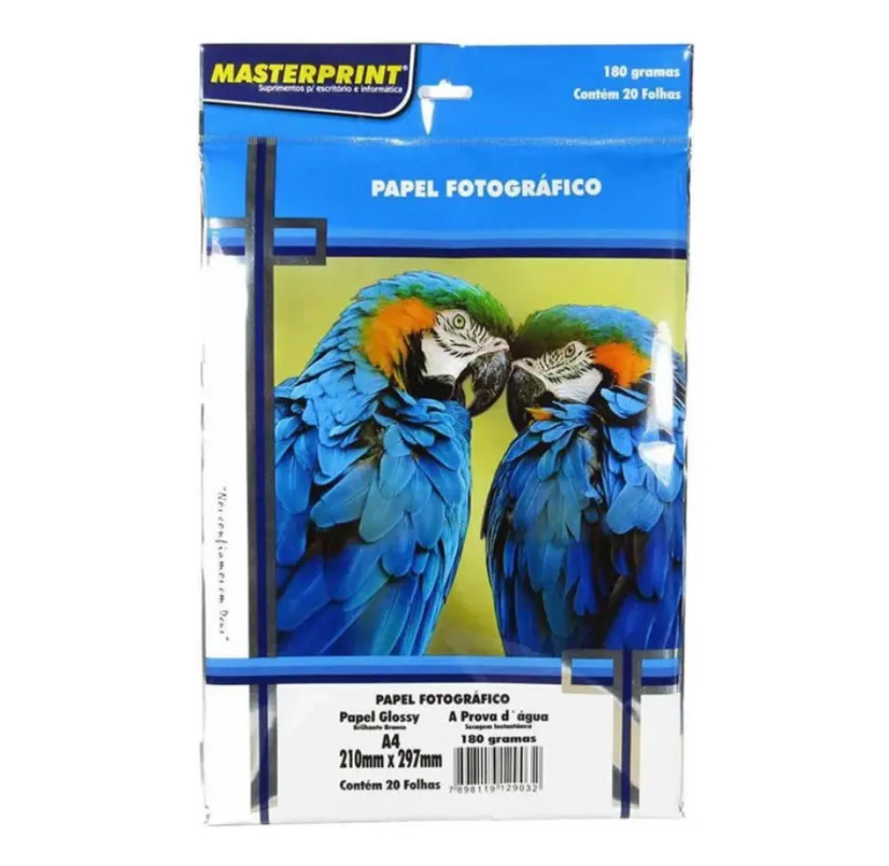 Kit C/4 Pcts Do Papel Fotográfico 180g A4 Brilhante -80 Fls