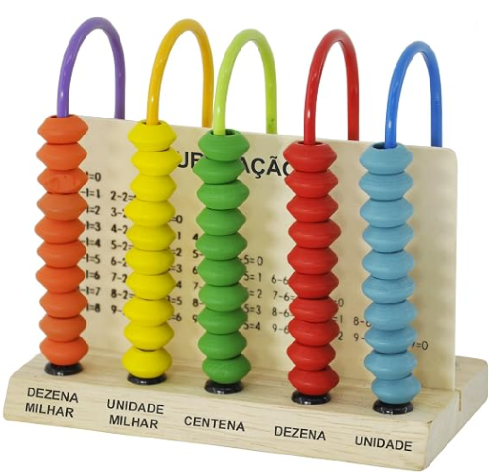 Ábaco Didático Aprenda Brincando 5 Hastes Madeira DM Toys