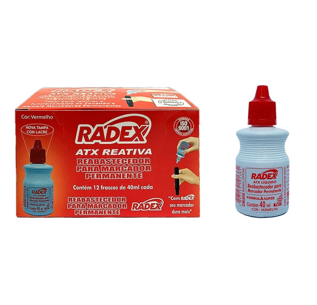 Reabastecedor Vernelho Para Pincel Permanente Radex Caixa c/12