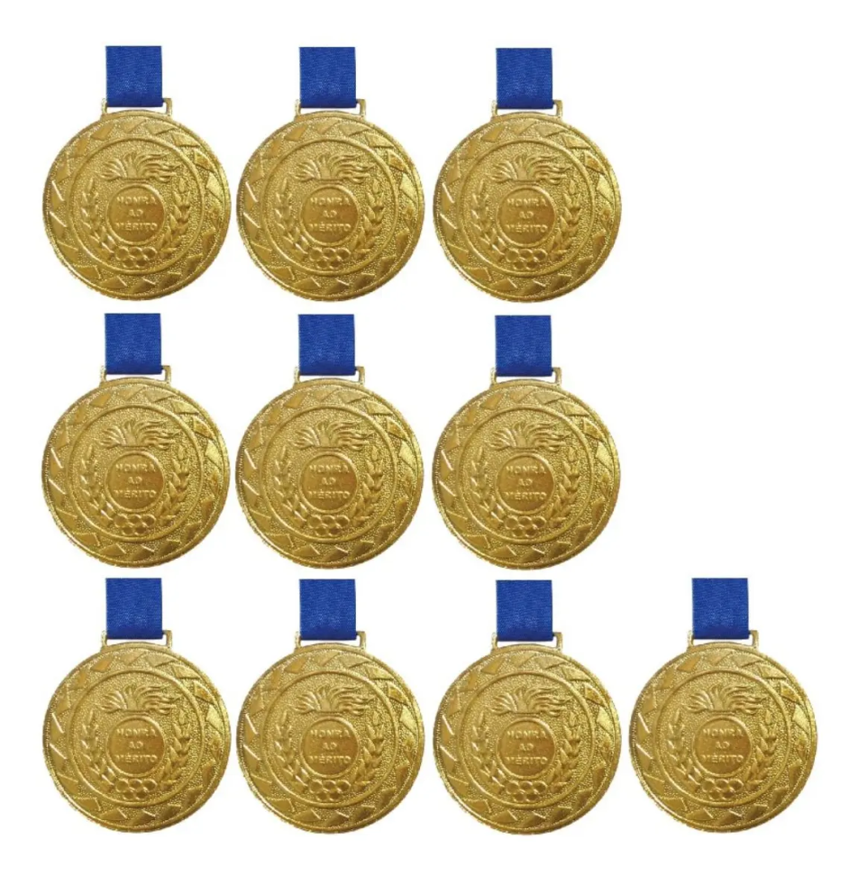 10 Medalhas Ouro 43mm Dourada Premiação 4,3cm Crespar M43