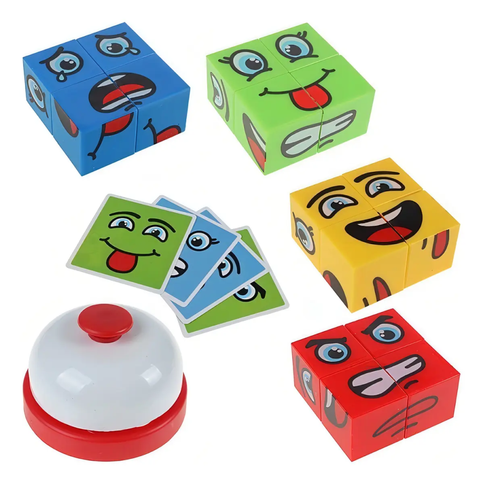 Jogo Cara Careta Face Change Expressão Cartas Quebra Cabeça Art Brink