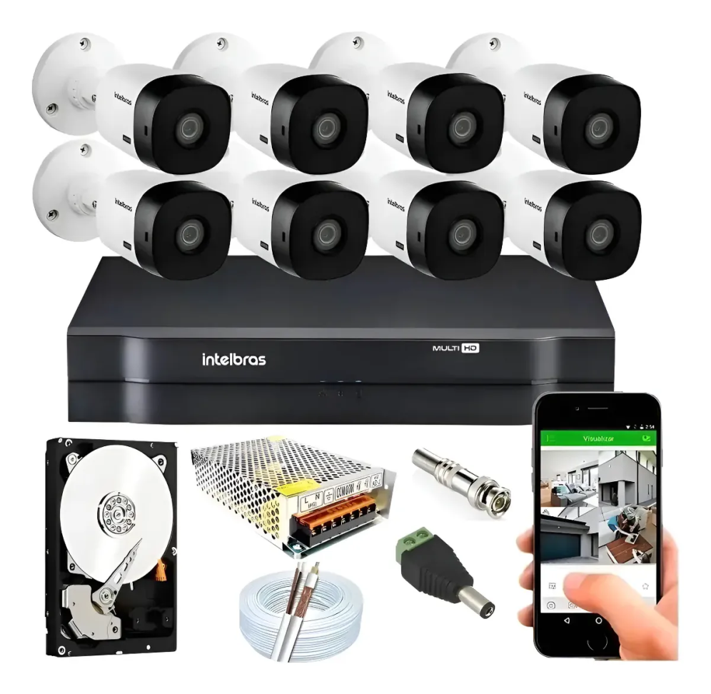 Kit 8 Câmeras 1220 Fullhd Intelbras + Hd 1 Tb Completo