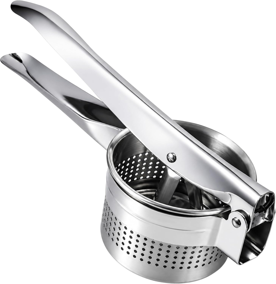 Espremedor de Batata Inox Manual Profissional – Amassador de Batatas e Legumes, Ideal para Purê, Nhoque e Cozinha - Utensílio de Cozinha em Aço Inoxidável