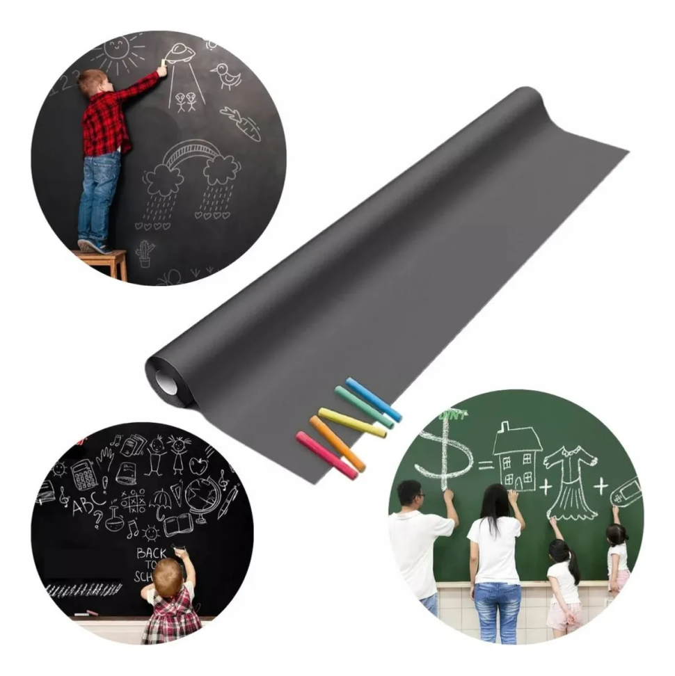 Lousa Quadro Negro Adesivo Preto Fosco Escrever Giz 2mx45cm