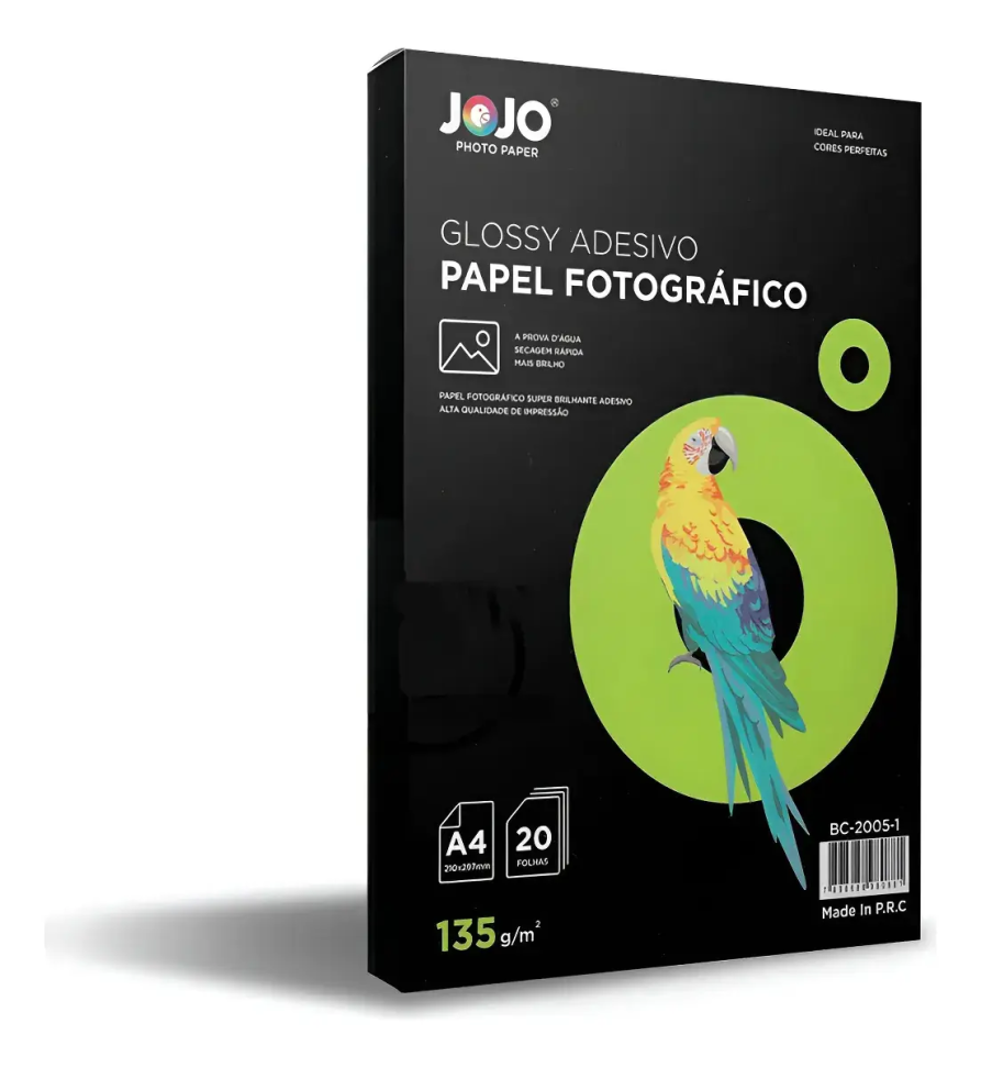 Papel Fotográfico Adesivo Glossy 115g A4 Branco 100 Folhas