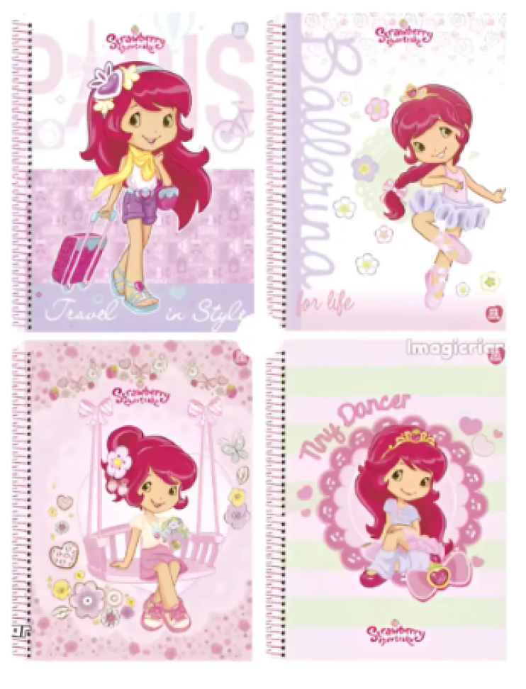 Caderno Universitário Espiral Moranguinho 1 Mat 80 Folhas