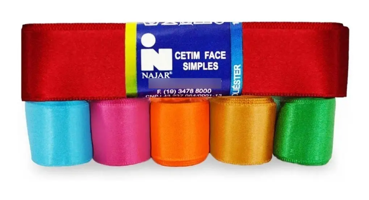 Fita Cetim Najar Nº 5 Pç 10m X 22mm * 05 Peças
