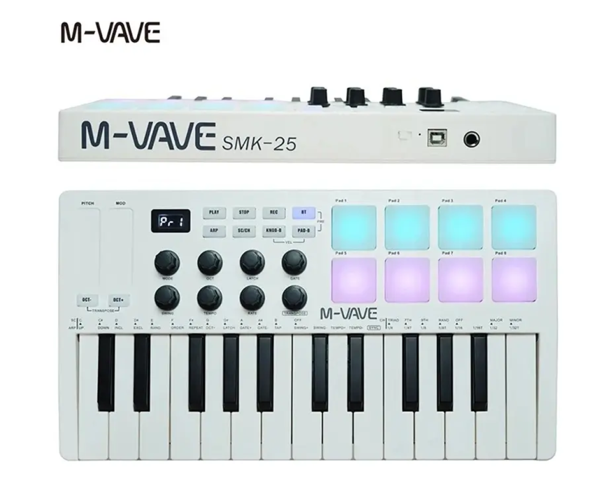 Teclado Controlador M-vave Smk-25 - Midi 25 Teclas