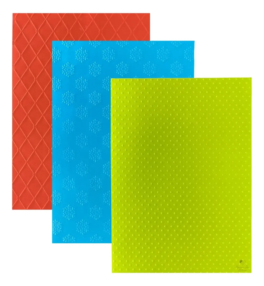 Kit Placa Textura Relevo A4 Scrapbook Losango Poá Floco Neve