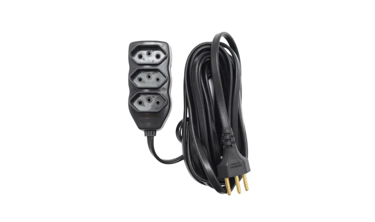 Extensão Elétrica 3 Metros Bivolt 3 Tomadas Tripolar 10A - Prismatec