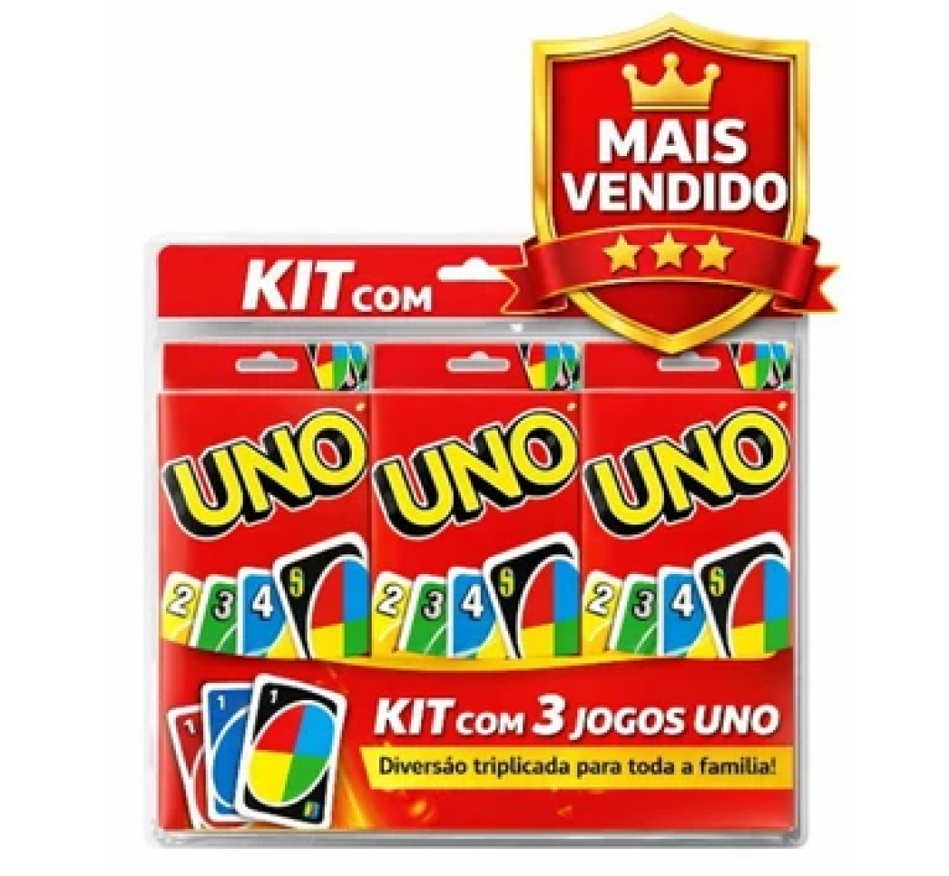 Kit 3 Jogos Uno Cartas Grossas Alta Qualidade Baralho Uno Família Festa Infantil 108 Cartas Cada