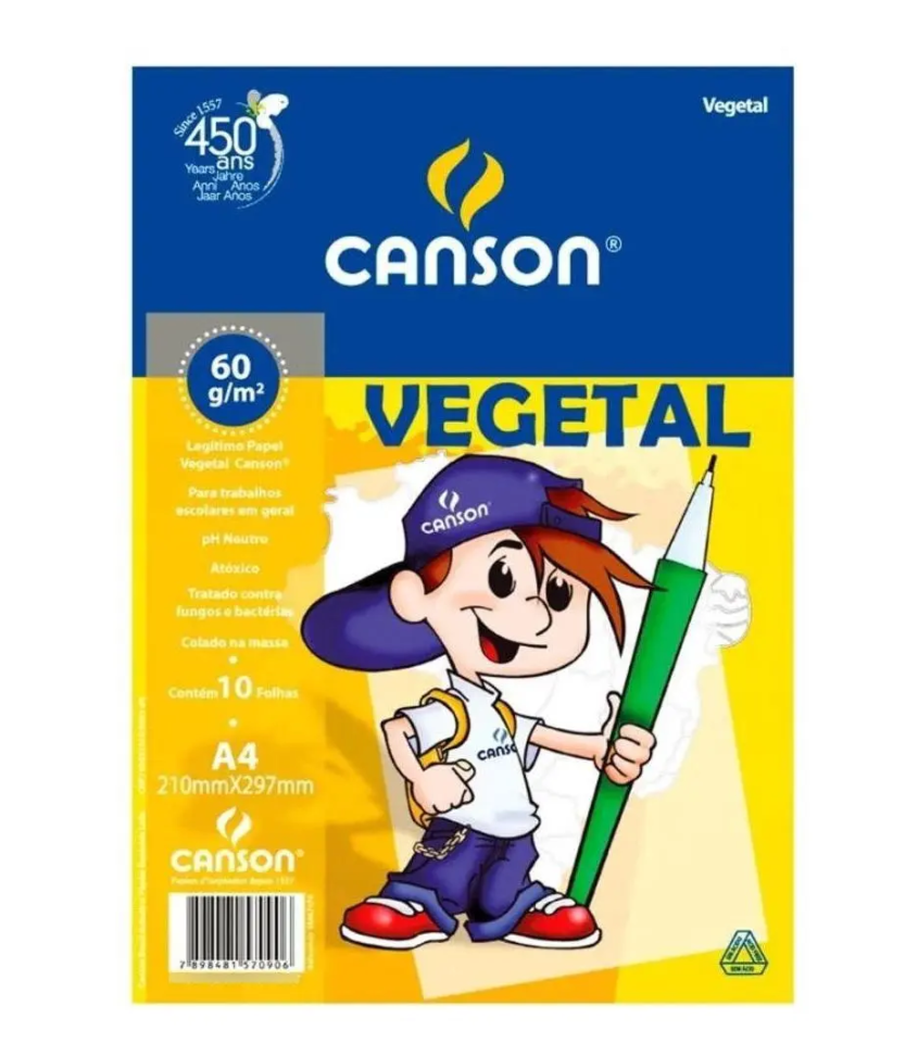 Papel Vegetal A4 Liso 60g/m2 10 Folhas-canson