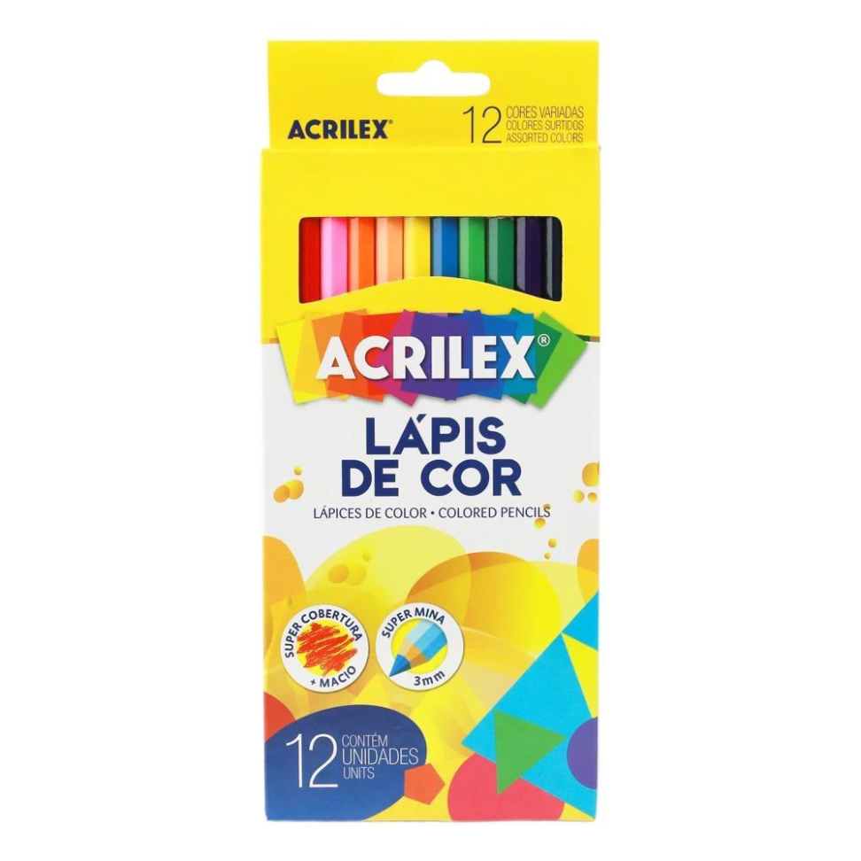 Lápis de Cor Acrilex Hexagonal 12 Cores 09692