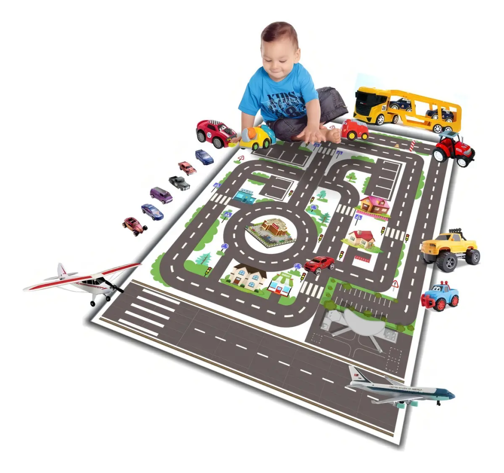 Pista de Lona Colorida Brincar Carrinho Hot Wheels 100x67cm Decoreecola