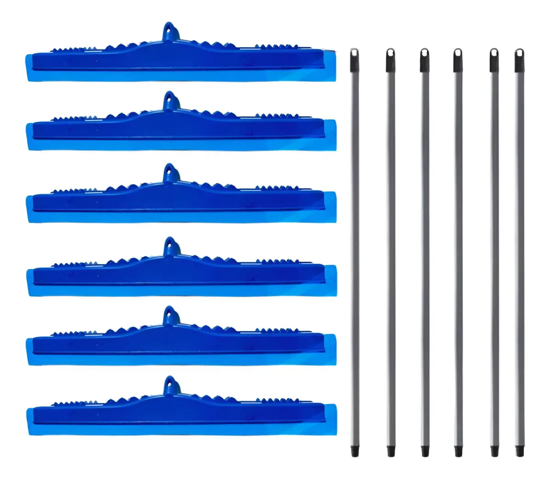 Kit Com 6 Rodos Puxa E Seca 60cm Reforçado Com Cabo