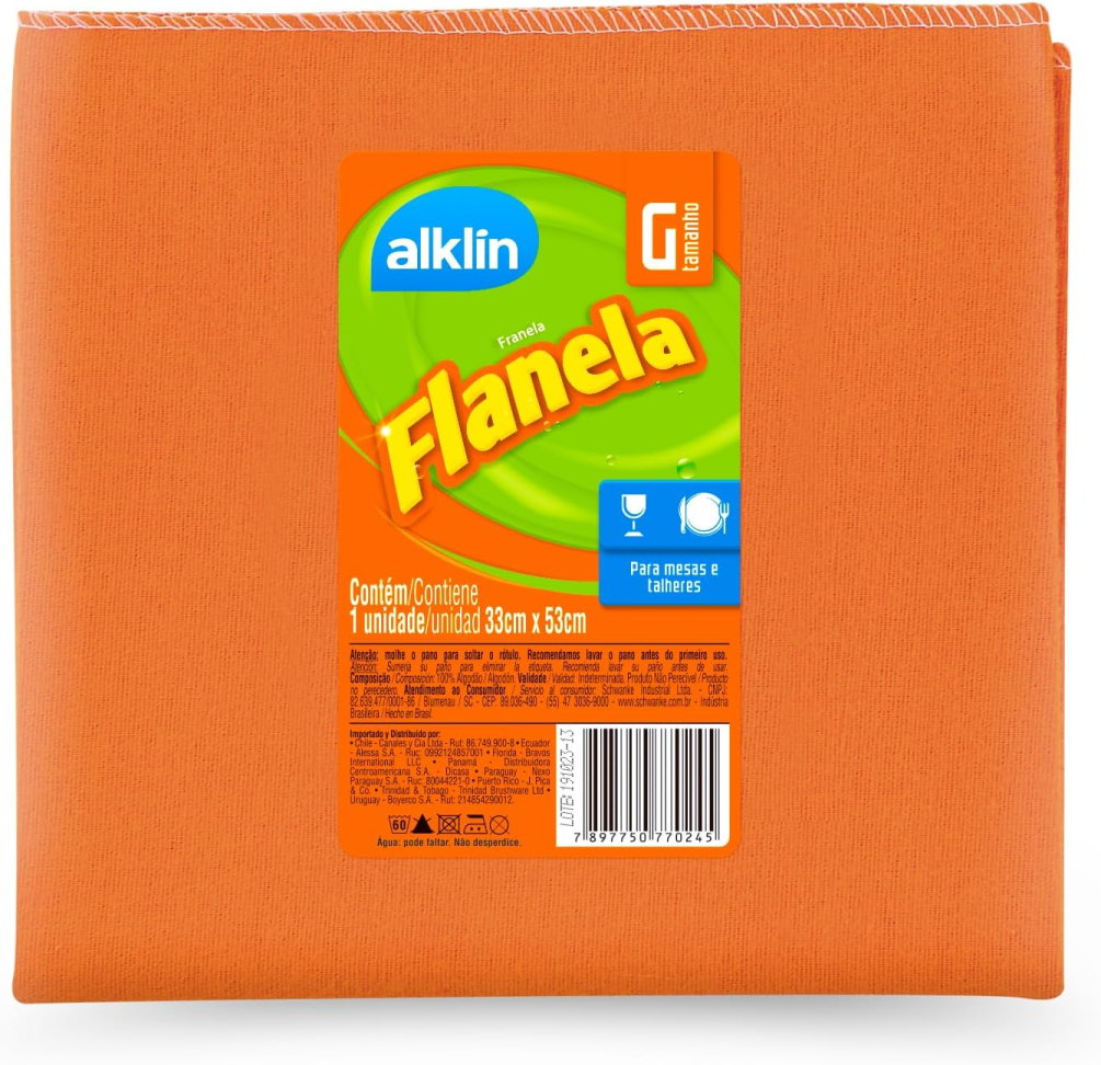 Flanela 33x53 cm G, Alklin, Laranja