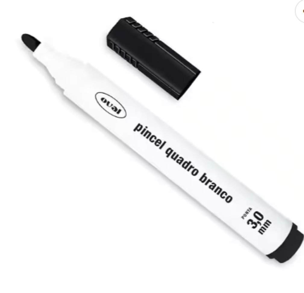 Pincel Marcador para Quadro Branco, 3,0mm, Preto, Oval - BT 1 UN