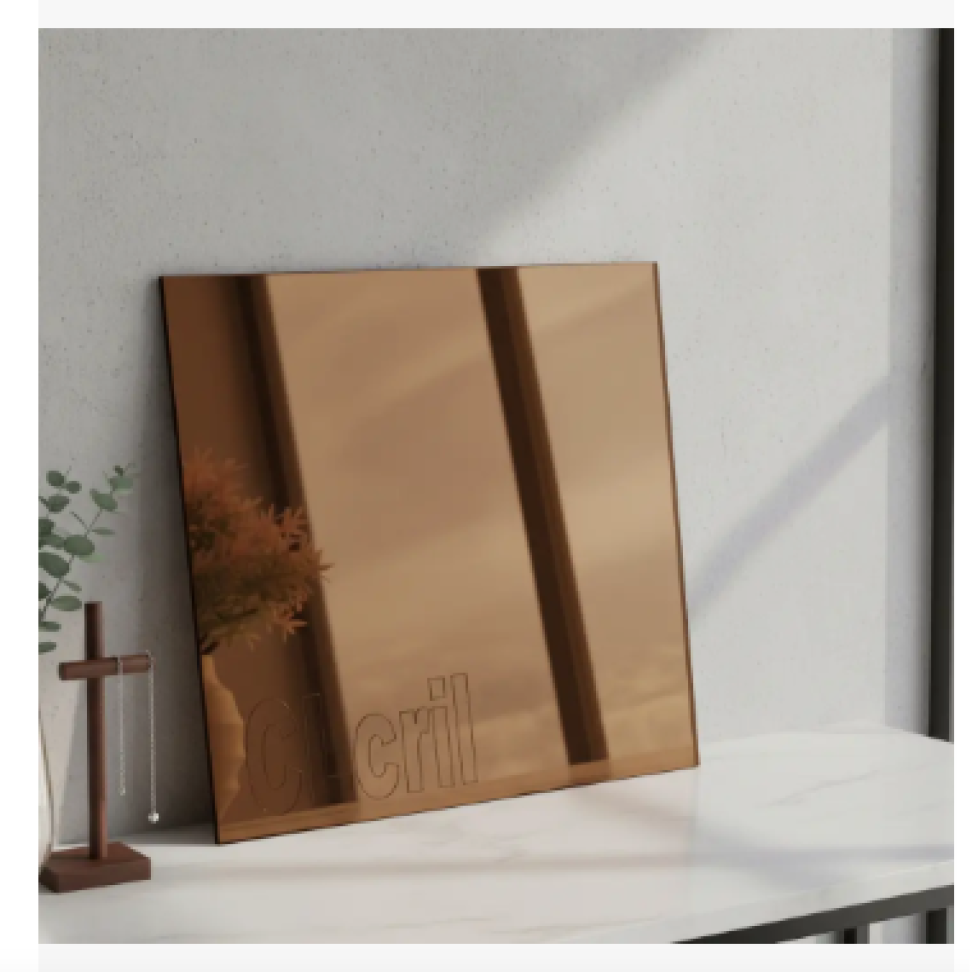 Chapa Espelho Acrilico Bronze 60cm X 40cm X 2mm Esp.