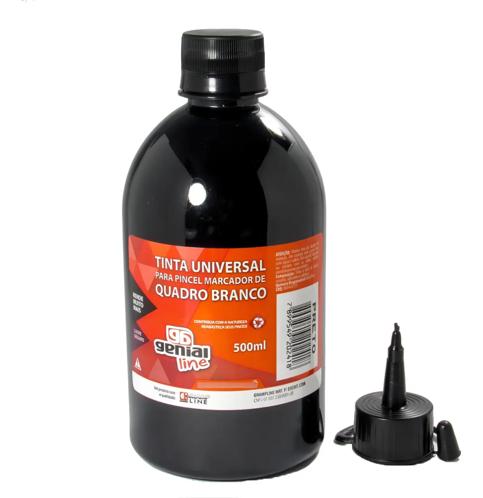 Tinta Para Pincel De Quadro Branco 500ml Cor Preto