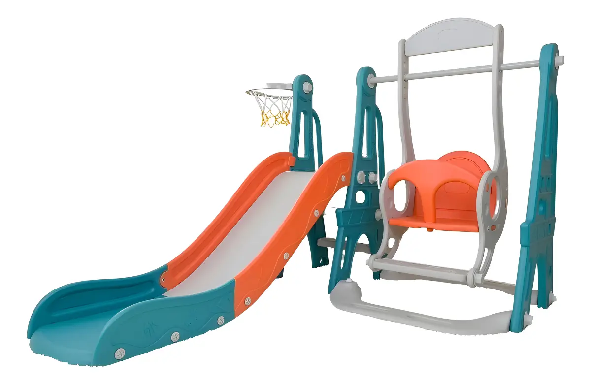 Playground Infantil 3x1 Balanço Escorregador Cesta Basquete Cor Laranja Importway BW216