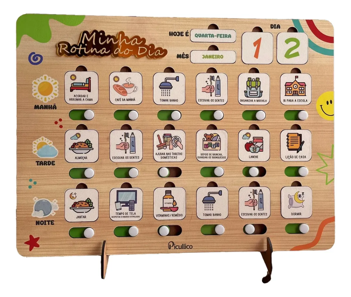 Quadro De Rotina Infantil Mdf Educativo Minha Rotina Do Dia