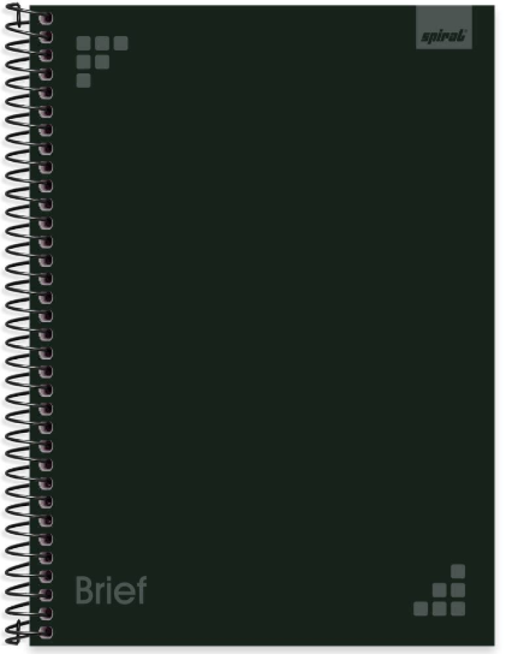 Caderno Universitário Capa Dura 1X1 80 Folhas Brief Preto Spiral - PT 1 UN
