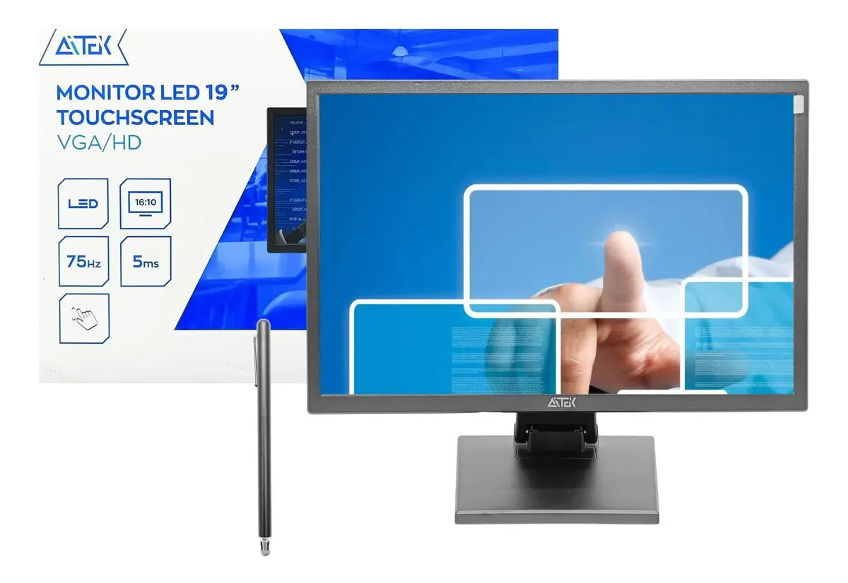 Monitor Touchscreen Tela 19 Polegadas Full Hd 75hz 5ms