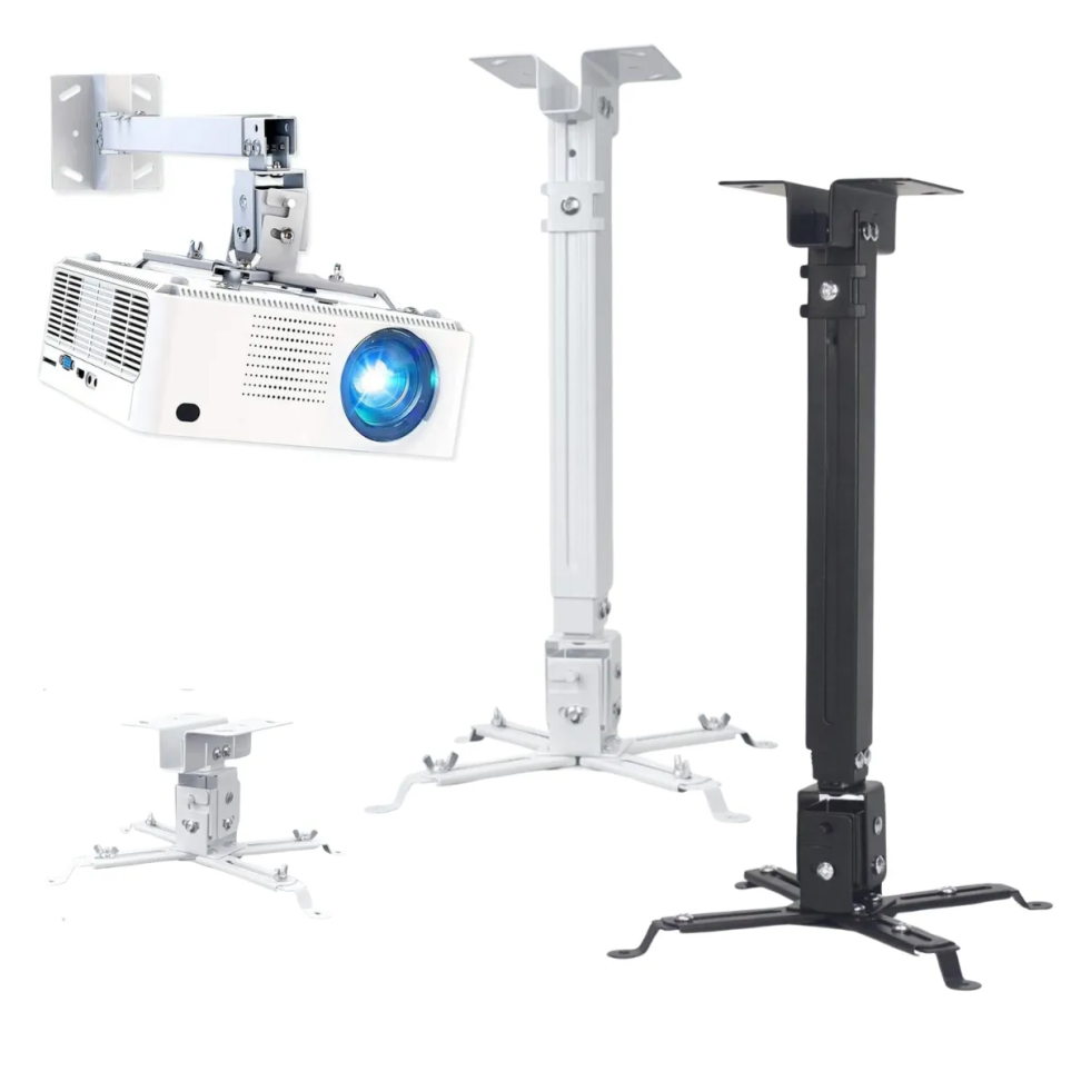 Suporte Para Projetor Datashow Teto E Parede Regulável Universal Suporta 25kg Rotação 360° Tubo Extensor Até 65cm