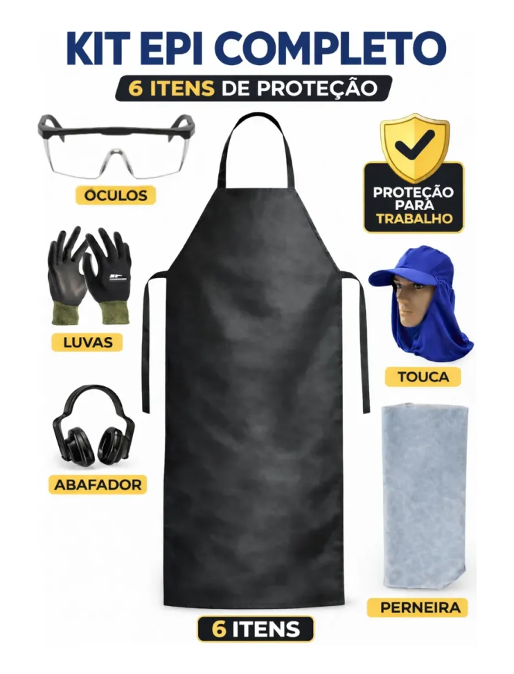 Kit Epi Rocador Proteção Individual Avental Luva Óculos Ca
