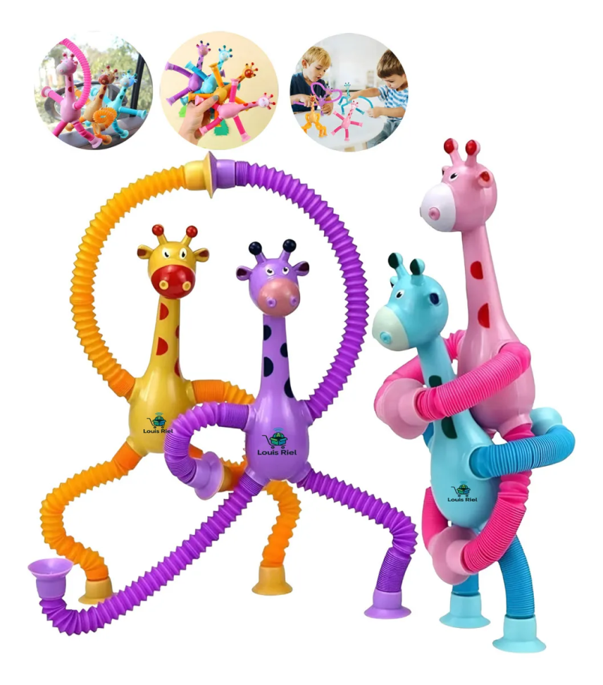 Kit 4 Girafas Estica Tubo Led Neon Pop It Fidget Toys Tiktok Kawaii Ventosa Alivio De Estresse E Ansiedade Educativo Sensorial E Coordenação Motora Interativo Brinquedo Presente Louis Riel Acustico