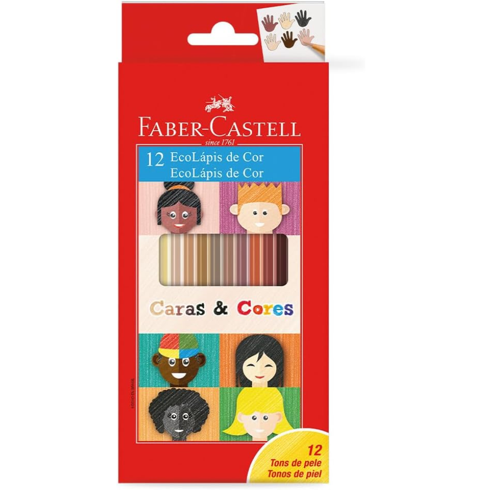 Lápis de Cor Ecolápis Tons de Pele 12 Cores, Faber-Castell