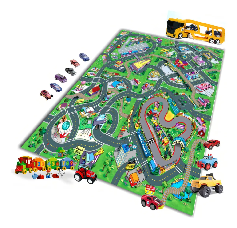 Pista Carrinho Hot Wheels Decoreecola Playmats 100x67cm Lona Impermeável