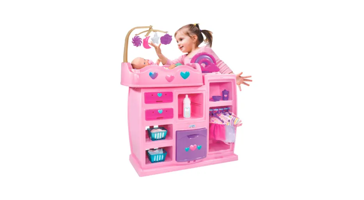 Quarto Encantado Paras Boneca Brinquedo 2 Em 1 Berço E Banheira Meninas Rosa - Magic Toys