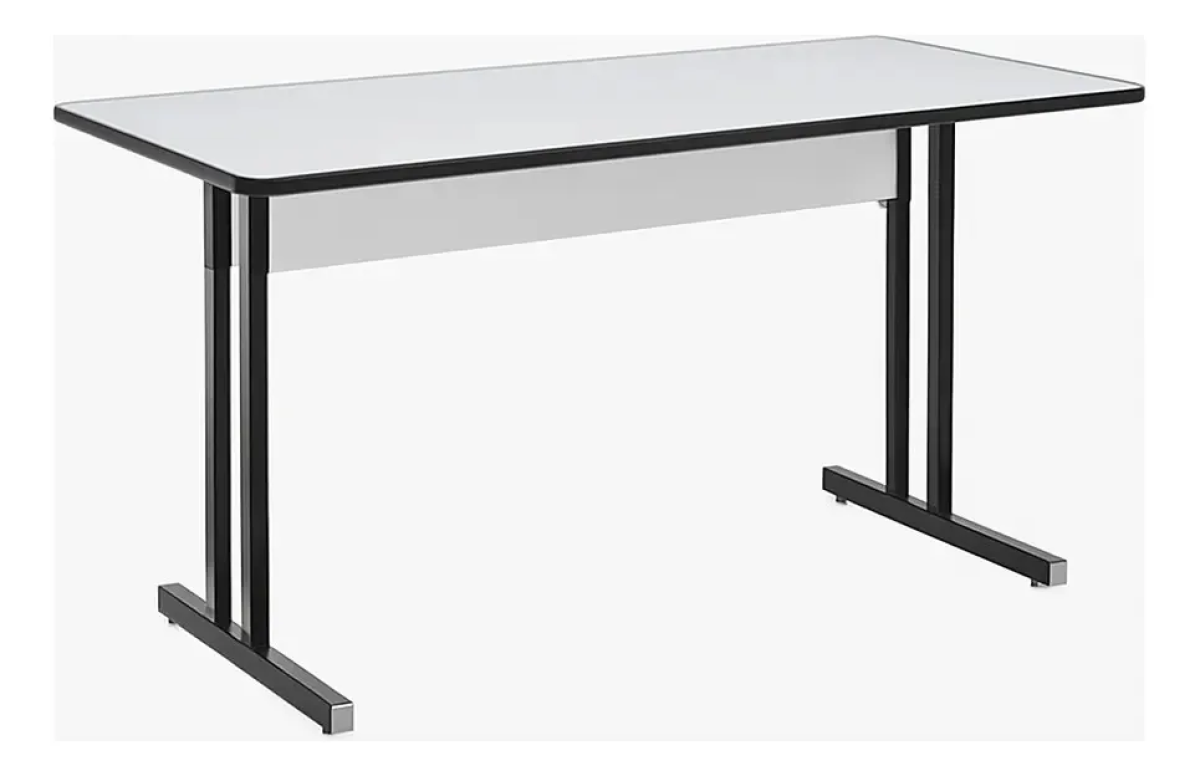 Mesa Escritório 120x60cm Cor Cinza Cristal Sem Gavetas