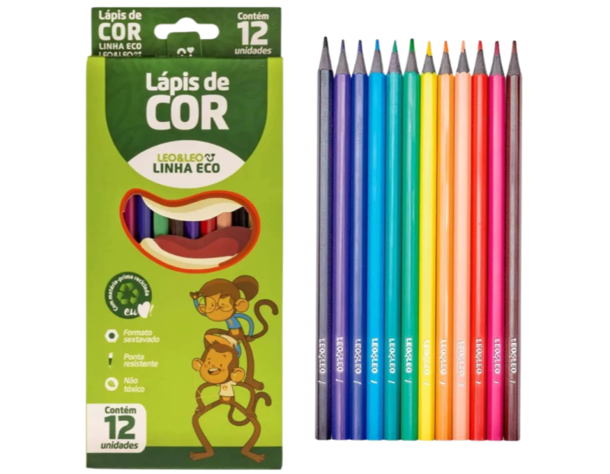 Lápis 12 Cores Eco Sextavado Flex Ecológico Und Leoeleo