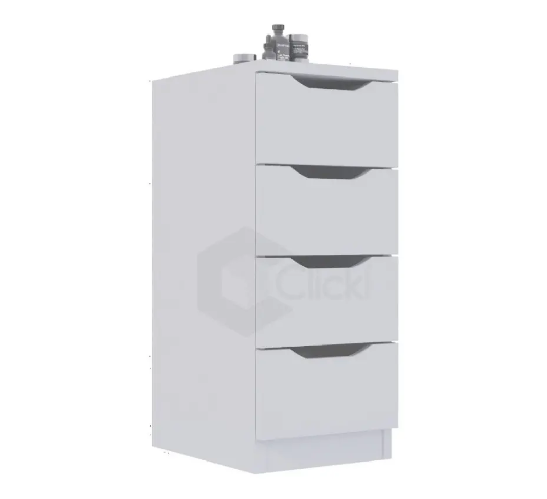 Armario Baixo Com 4 Gavetas Ideal Para Closet Gaveteiro Cor Branco