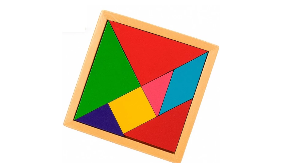 Tangram Educativo Brinquedo Pedagógico em MDF 11x11cm