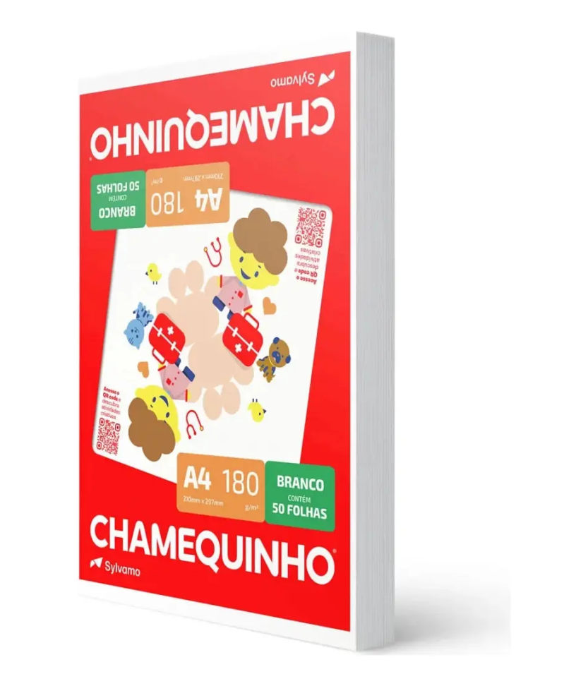 Papel A4 Chamequinho Branco 180grs 50 Fls