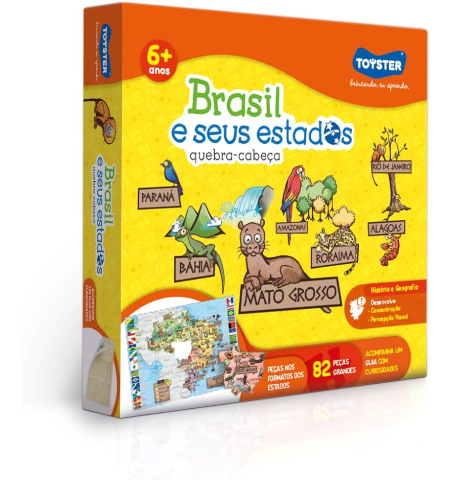 Toyster - Quebra cabeça: Brasil e seus Estados - 82 peças