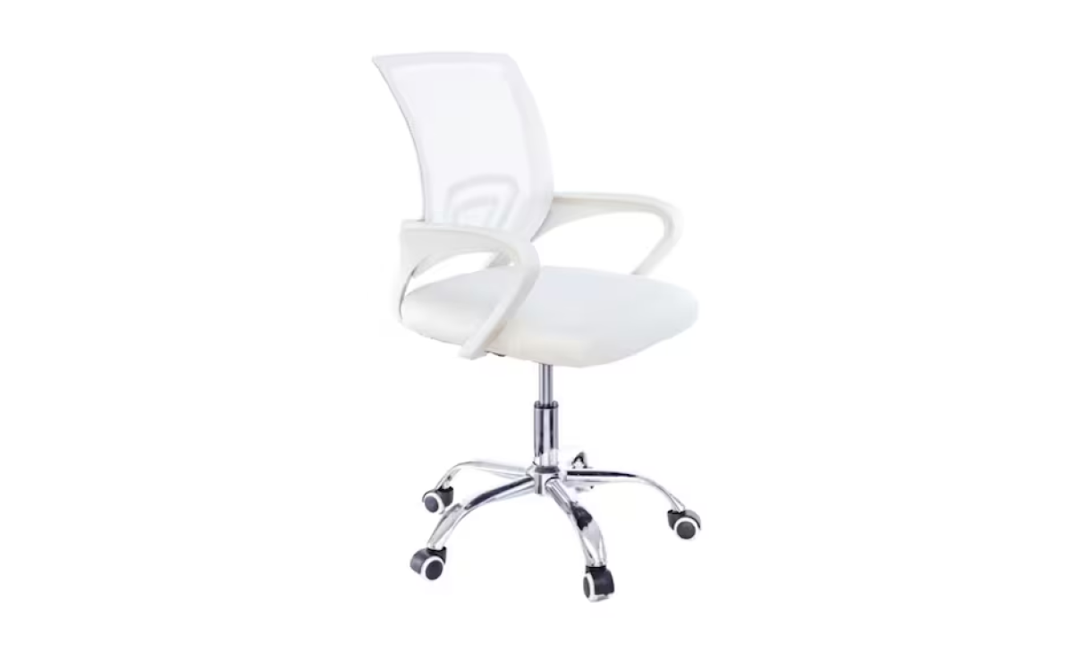 Cadeira de Escritório Secretária Base Cromada com Rodinha Fortt Lisboa Branca - CSF02-B - Branco