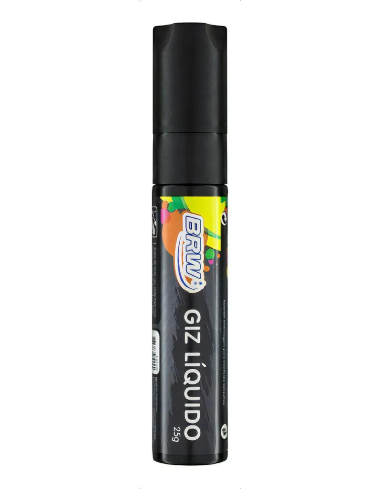 Giz Líquido BRW Preto Ponta 15mm Para Vidro Espelhos Plásticos
